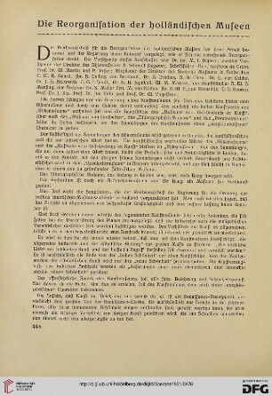13.1921: Die Reorganisation der holländischen Museen