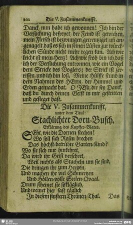 Die V. Zusammenkunfft, unter dem Titul: Stachlichter Dorn-Busch