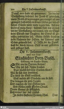 Die V. Zusammenkunfft, unter dem Titul: Stachlichter Dorn-Busch