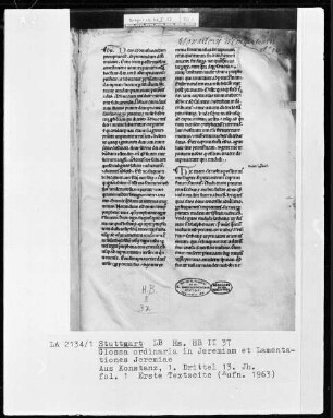 Jeremias cum Glossa ordinaria - Gilbertus universalis — Buch Jeremias