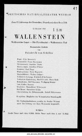 Wallenstein [Wallensteins Lager; Die Piccolomini; Wallensteins Tod]