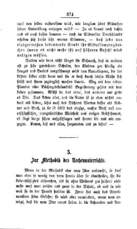 Zur Methodik des Rechenunterrichts