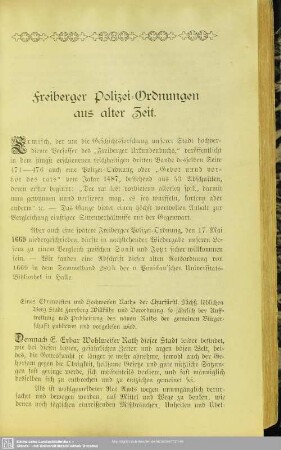 Freiberger Polizei-Ordnungen aus alter Zeit