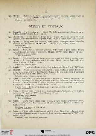 Verres et cristaux (Nr. 143-156)