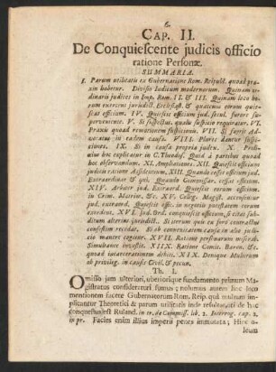 Cap. II. De Conquiescente iudicis officio ratione Personae.
