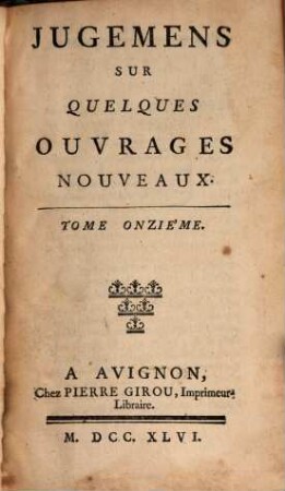Jugemens sur quelques ouvrages nouveaux. 11, 11. 1746