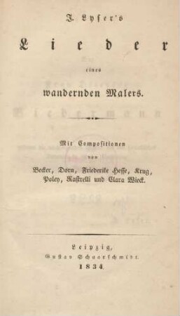 J. Lyser's Lieder eines wandernden Malers