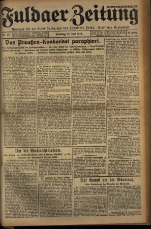 Erste Ausgabe vom Samstag, den 15. Juni 1929.