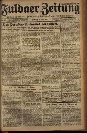 Erste Ausgabe vom Samstag, den 15. Juni 1929.
