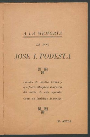 A la memoria de Don José J. Podestá