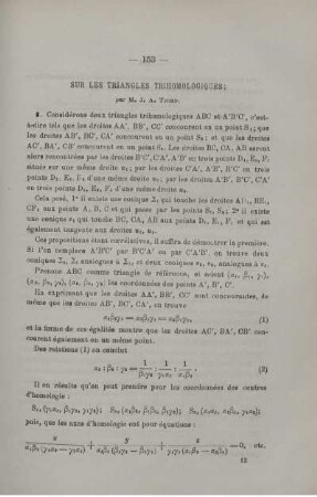 SUR LE TRIANGLES TRIHOMOLOGIQUES.