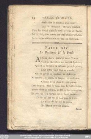 Fable XIV. Le Bucheron & la Forêt.