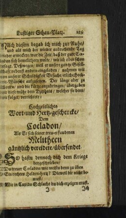 Hochzeitliches Wort- und Hertz-geschencke/ Dem Coeladon/ Als ... [u. a.]