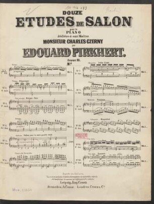 No. 1: Douze etudes de salon pour le piano