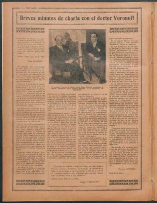 Breves minutos de charla con el doctor Voronoff