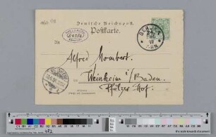 Postkarte an Alfred Mombert