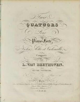 Trois quatuors pour Piano-Forte, Violon, Alto et Violoncelle : Oeuvre posthume, No. 2