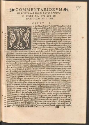 Commentariorum In Epistolas Beati Pauli Apostoli Liber XII. Qui Est In Epistolam Ad Titum.
