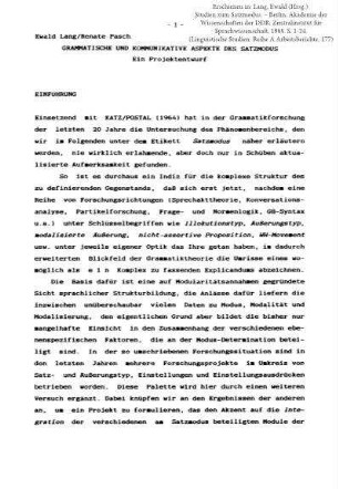 Grammatische und kommunikative Aspekte des Satzmodus