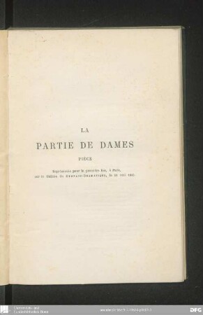 La partie de dames : pièce en un acte ; [représentée pour la première fois, à Paris, sur le théâtre du Gymnase-Dramatique, le 28 mai 1883]