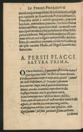 A. Persii Flacci Satyra Prima.