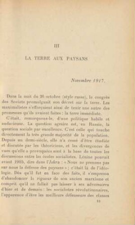 III La Terre Aux Paysans