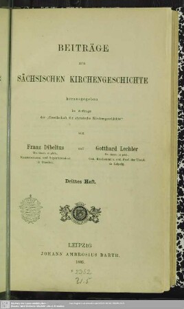 3.1885: Beiträge zur sächsischen Kirchengeschichte