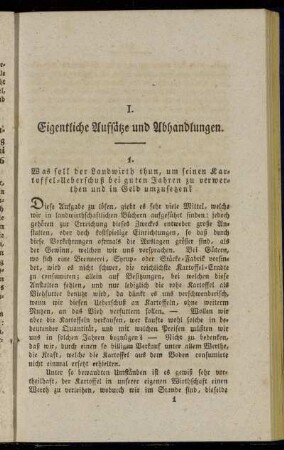 1. Was soll der Landwirth thun, um seinen Kartoffel-Ueberschuß bei guten Jahren zu verwerthen und in Geld umzusetzen?