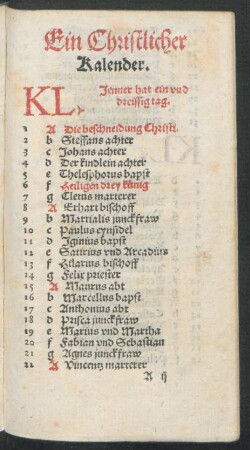 Ein Christlicher Kalender.