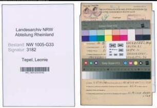 Entnazifizierung Leonie Tepel , geb. 26.07.1892 (Lehrerin)