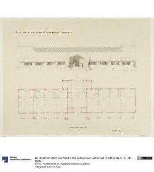 Darmstadt, Ernst-Ludwig-Haus, Aufriss und Grundriss