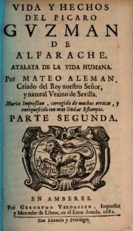 Vida Y Hechos Del Picaro Guzman De Alfarache : Atalaya De La Vida Humana, 2