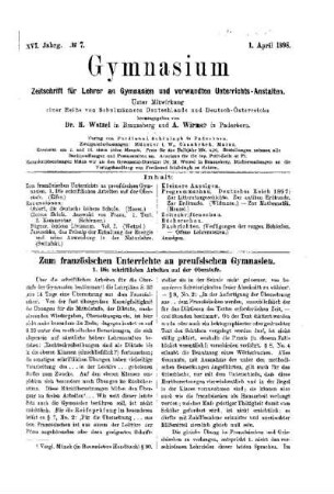Zum französischen Unterrichte an preußischen Gymnasien : 1. Die schriftlichen Arbeiten auf der Oberstufe
