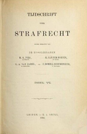 Tijdschrift voor strafrecht. 6. 1892