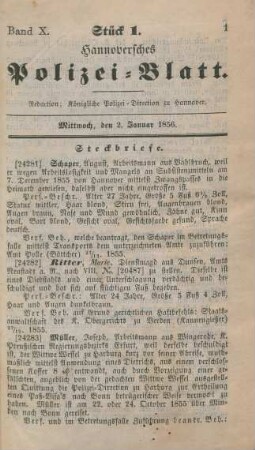 2. Januar-31. December = Stück 1-117 [incl. Vagabonden-Verzeichniß]