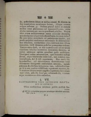 §. VII. Cantharidum Usus Internus Salutaris In Genere.