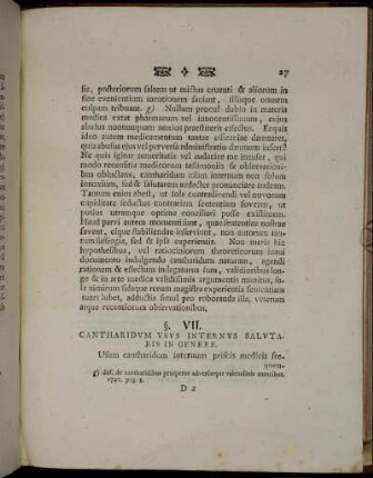 §. VII. Cantharidum Usus Internus Salutaris In Genere.