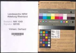 Entnazifizierung Gerhard Vohsen , geb. 04.08.1912 (Steuerhelfer)