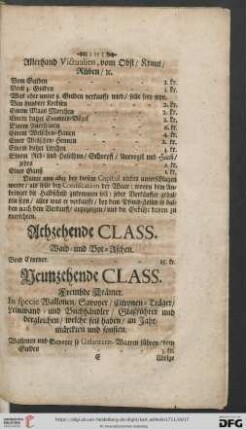 Neunzehende Class: Frembde Krämer