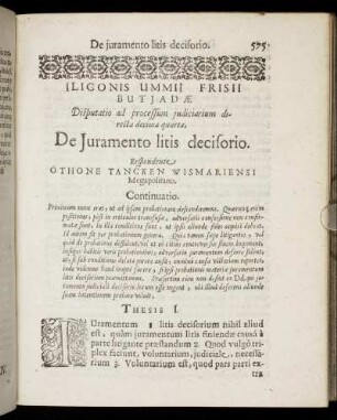 Disputatio [...] decima quarta, De Juramento litis decisorio.