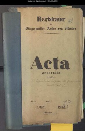 Auswanderungswesen - generalia und specialia -