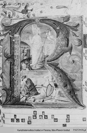 Graduale : Historisierte Initiale R(esurrexit): Auferstehung Christi