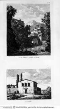 Recueil de vues et Fabriques pittoresques d'Italie ..., Tafel 35 oben: Vue de Subiaco, a 45 milles de Rome.