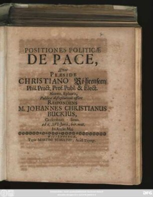 Positiones Politicae De Pace