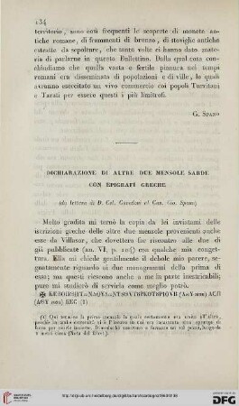6: Dichiarazione di altre due mensole sarde con epigrafi greche
