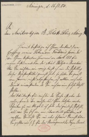 Brief an B. Schott's Söhne : 26.03.1904