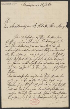 Brief an B. Schott's Söhne : 26.03.1904