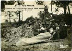 Versorgung eines verwundeten Soldaten an der Westfront