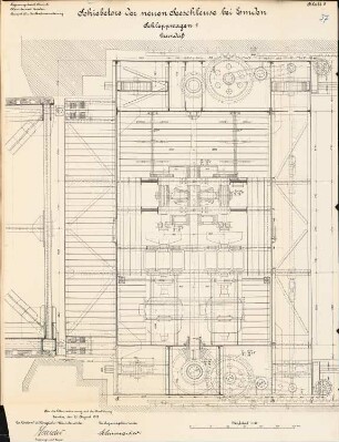 Neue Seeschleuse, Emden: Schiebetore, Schleppwagen 1: Grundriss 1:20