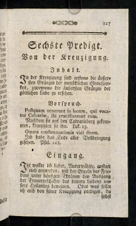 127-148, Sechste Predigt.